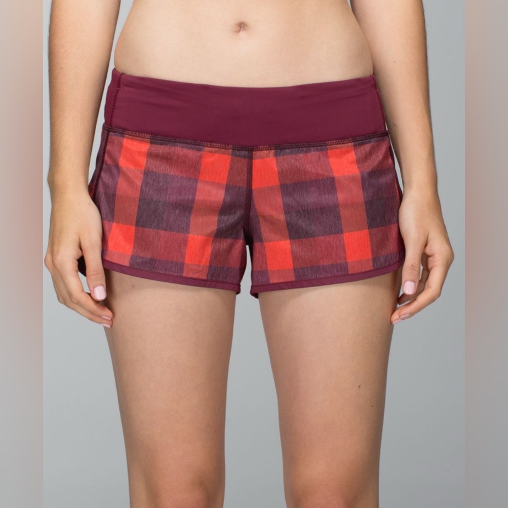 #369 Lululemon Run Speed Short
Yama Check Heathered Flaming Tomato/Rust Berry 6 - Picture 2 of 6